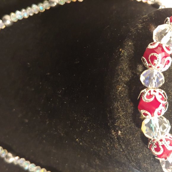 Transparent Glass Cyrstal Beaded Necklace Set - Picture 8 of 9